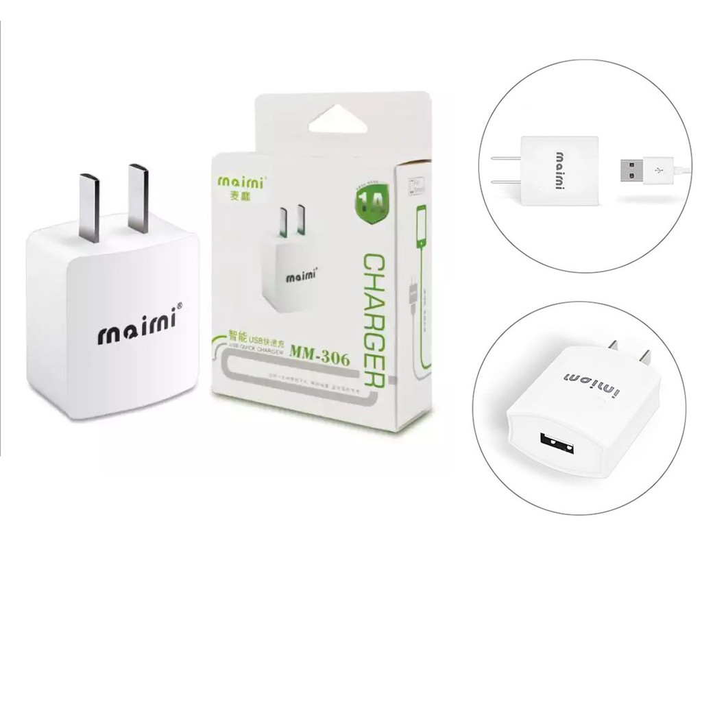 Củ sạc tiêu chuẩn Maimi MM306 Đầu ra 5V - 1A Tích hợp sạc nhiều thiết bị khác nhau như Iphone, Xiaomi, Samsung, Oppo...