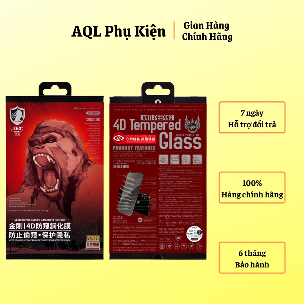 Kính Cường Lực Kingkong Full Màn Cho IP - Cường Lực Chống Nhìn Trộm Dùng Cho Tất Cả Các Dòng Máy IP