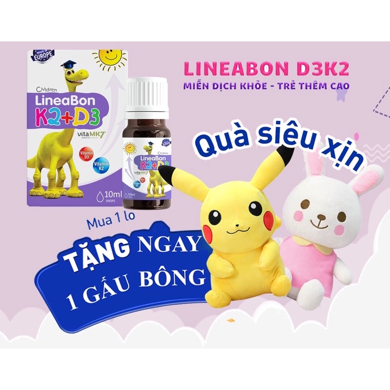 Lineabon k2 d3 Tăng hấp thu canxi cho trẻ phát triển chiều cao tối đa lọ 10ml