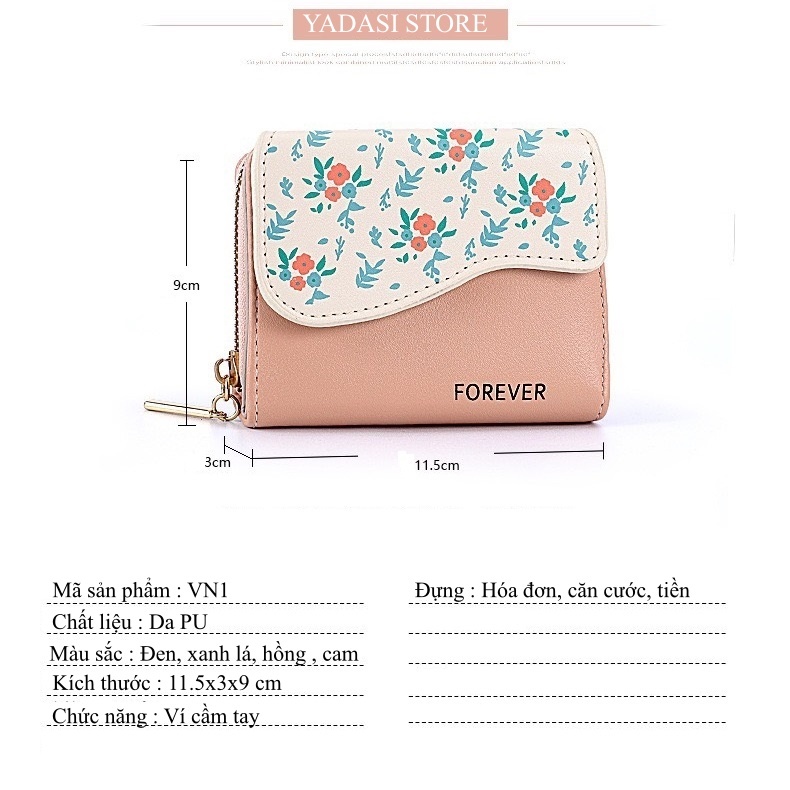 Ví nữ mini đẹp nhỏ gọn bỏ túi cầm tay giá rẻ, bóp nữ nhiều ngăn YADASI STORE VN01