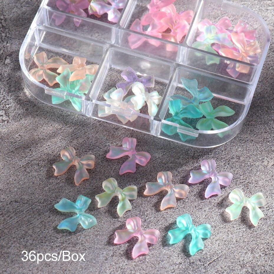 [Hàng mới về] Set 36 phụ kiện trang trí móng hình nơ 3d xinh xắn