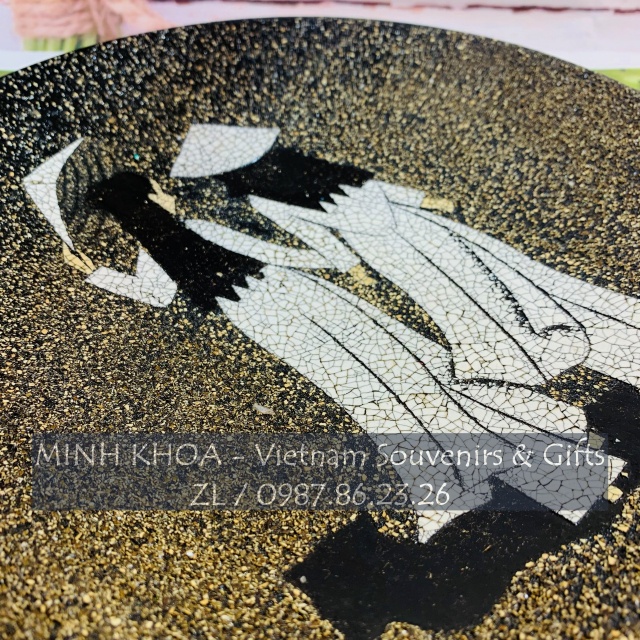 Bộ 2 Đĩa Tròn Sơn Mài Cẩn Trứng Trai 20 Cm - Vietnam Lacquer Round Plate With Handpanting