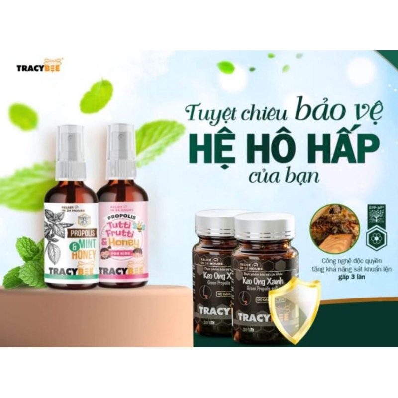 Xịt keo ong Tracybee vị trái cây 30 ml dùng cho trẻ trên 6 tháng