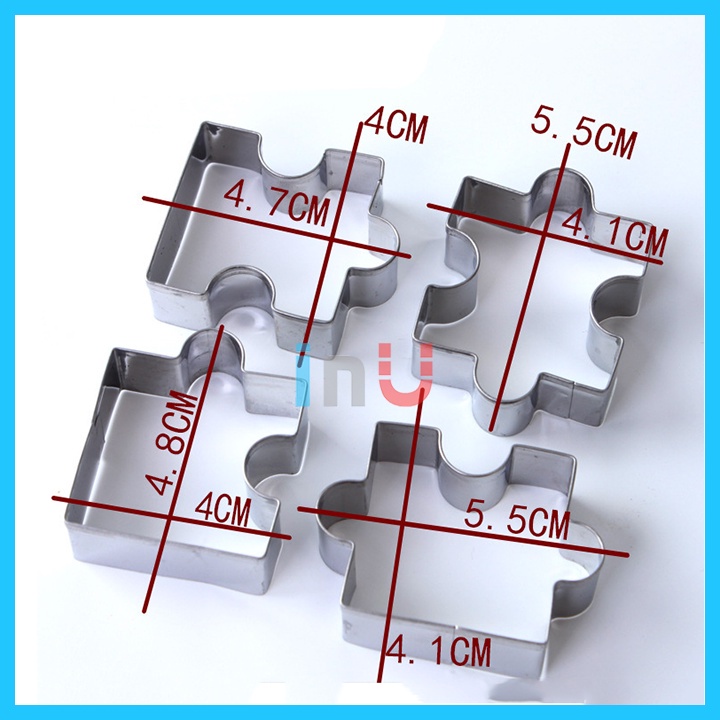 HCM - Bộ 4 khuôn cutter inox Tàu xe Máy bay, Sinh vật biển, Miếng xếp hình, Hoạt hình cute cắt bánh quy, làm fondant BCT