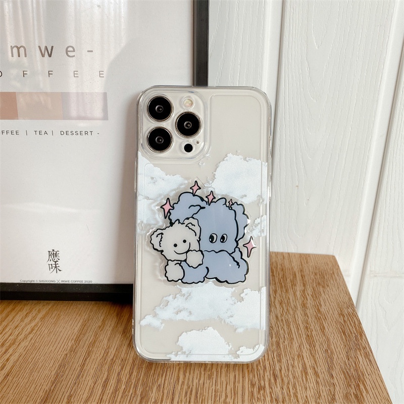 Ốp Điện Thoại Hình Chú Voi Trắng Có Giá Đỡ Cho Iphone 7 8 PLUS X XR XS 11 12 13 PRO MAX SE 2020