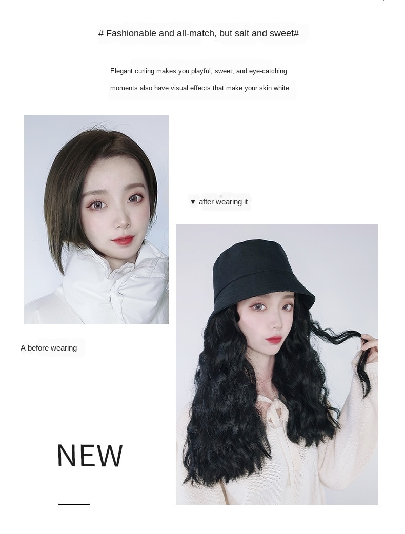 WOMEN'S short-sleeved curly hair long-sleek conical hair hats fall and winter Internet people famous Korean fashion style head fit cod free shipping in stock