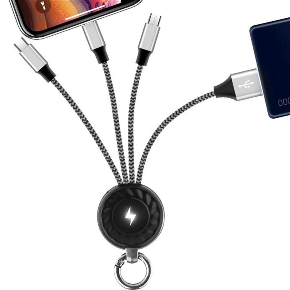 Cáp Sạc Nhanh Micro USB Type C 3 Trong 1 Tích Hợp Móc Khóa Thông Dụng Cho Điện Thoại