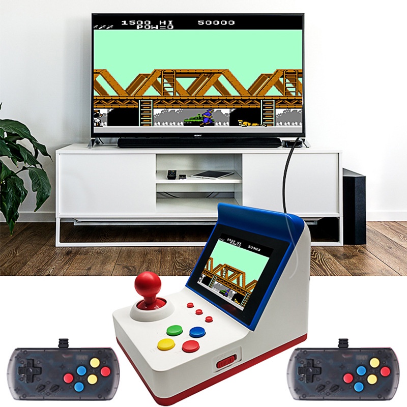 Máy chơi game cầm tay 4 nút, tặng 2 tay cầm chơi được cả trên tivi. 360 trò chơi điện tử lành mạnh