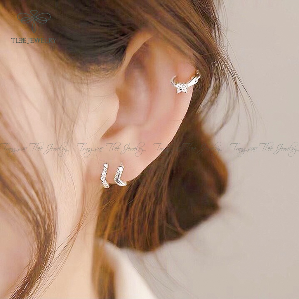 Khuyên tai bạc nữ TLEE vòng tròn phong cách Hàn Quốc sang trọng, hiện đại NCJ B0109