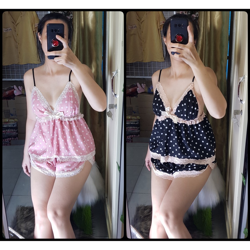 Đồ ngủ Sexy Ngắn Chấm Bi - Đồ Mặc Nhà - Áo 2 Dây