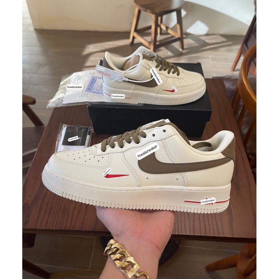 Giày Air Force 1 Low Premium White Brown - giày af1 vệt nâu trắng nam nữ hot trend 2022 | BigBuy360 - bigbuy360.vn