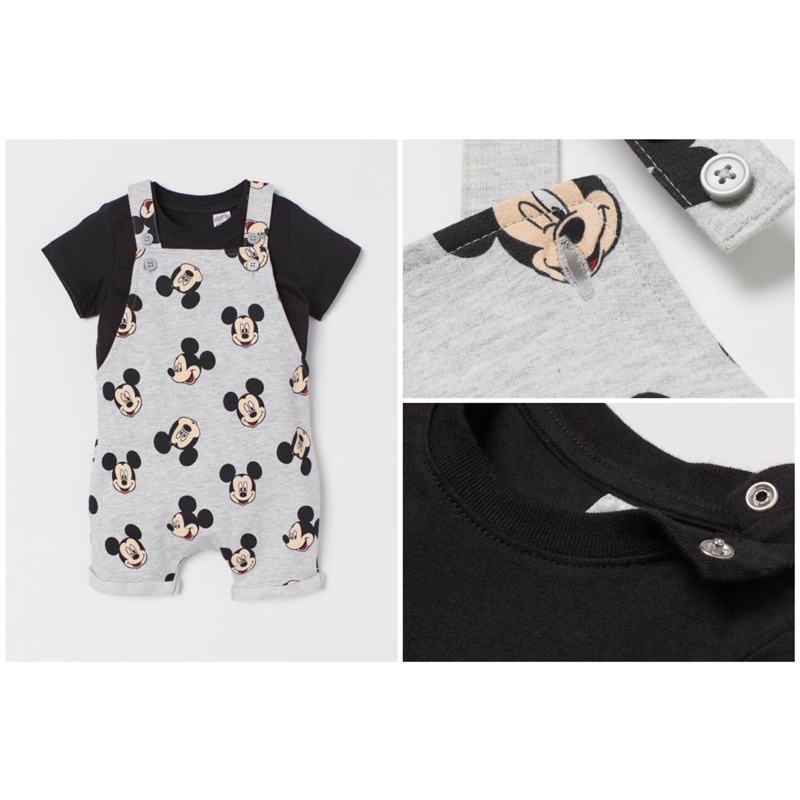 Yếm xám mickey kèm áo phông đen HM Auth
