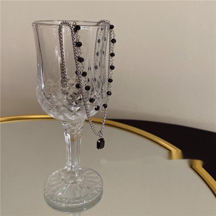 Vòng cổ Hai Lớp Thiết Kế Cá Tính Cao Cấp Màu Đen