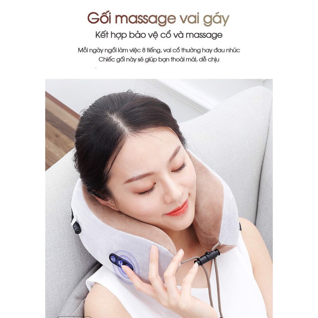 [Bảo Hành 12 Tháng] Máy massage cổ trị liệu hồng ngoại tích điện, gối massage cổ hồng ngoại cao cấp