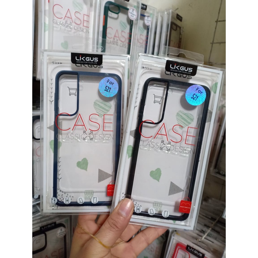 Ốp lưng Likgus trong viền màu cho Samsung S21, S21 Plus, S21 Ultra, chống ố màu