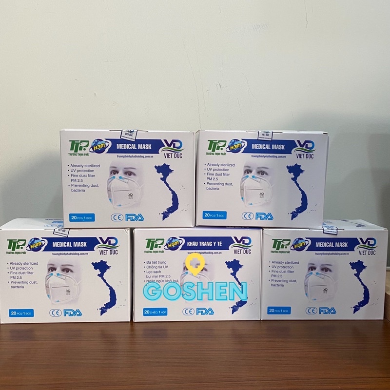 Khẩu trang Y tế 5 lớp VN95 Việt Đức chính hãng lọc sạch bụi mịn, ngăn ngừa vi khuẩn