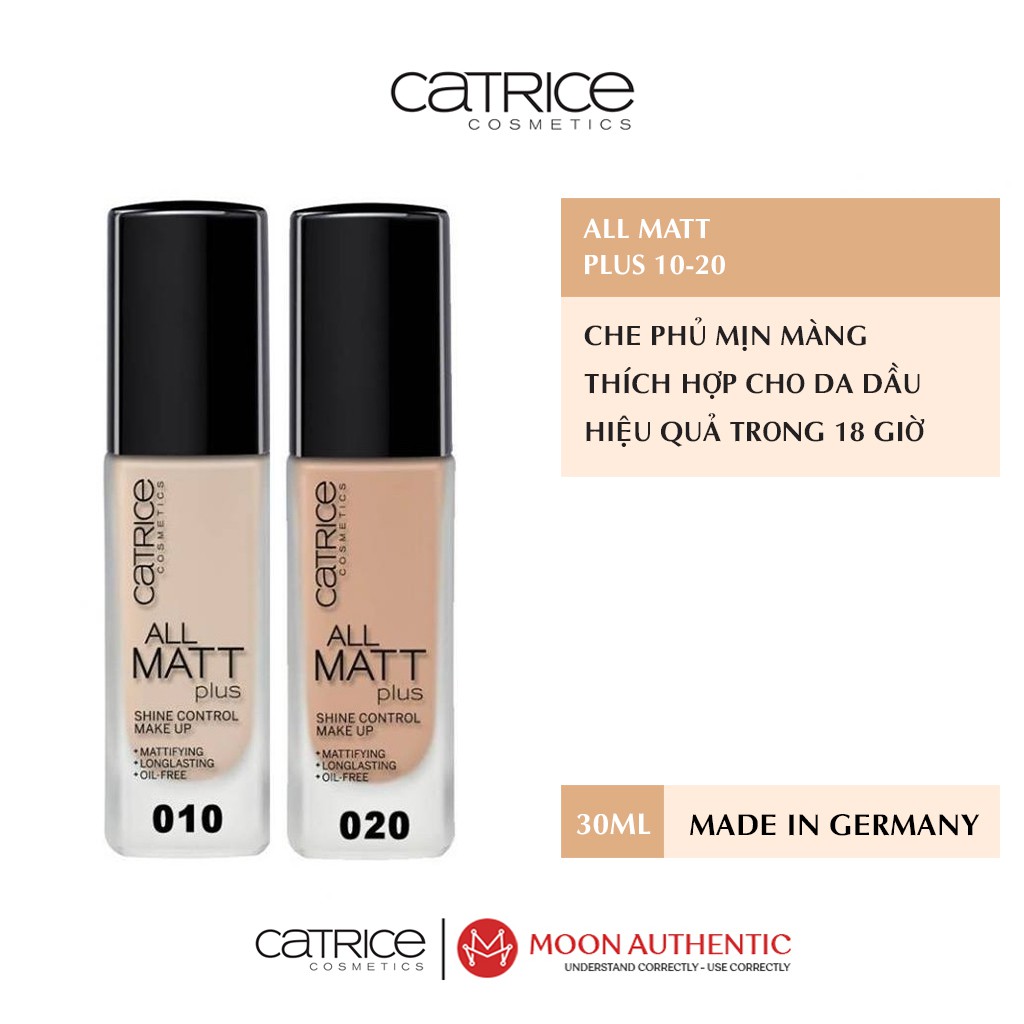 Kem nền mỏng mịn Catrice All Matt Plus 18h (30ml) dành cho da dầu, hỗ hợp thiên dầu