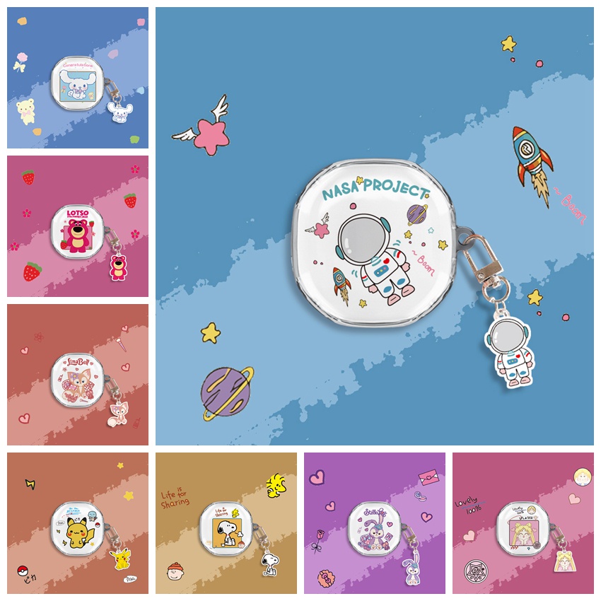Vỏ bảo vệ hộp sạc tai nghe Beats Fit Pro TWS trong suốt in hình chú chó Snoopy phi hành gia kèm móc trang trí