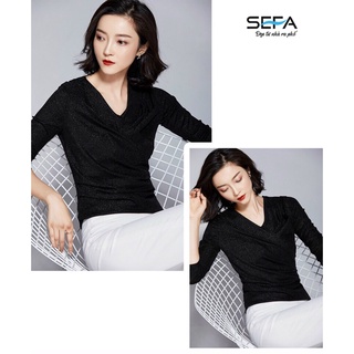 Áo thun Sefa cổ tim kim sa cao cấp-SPA01