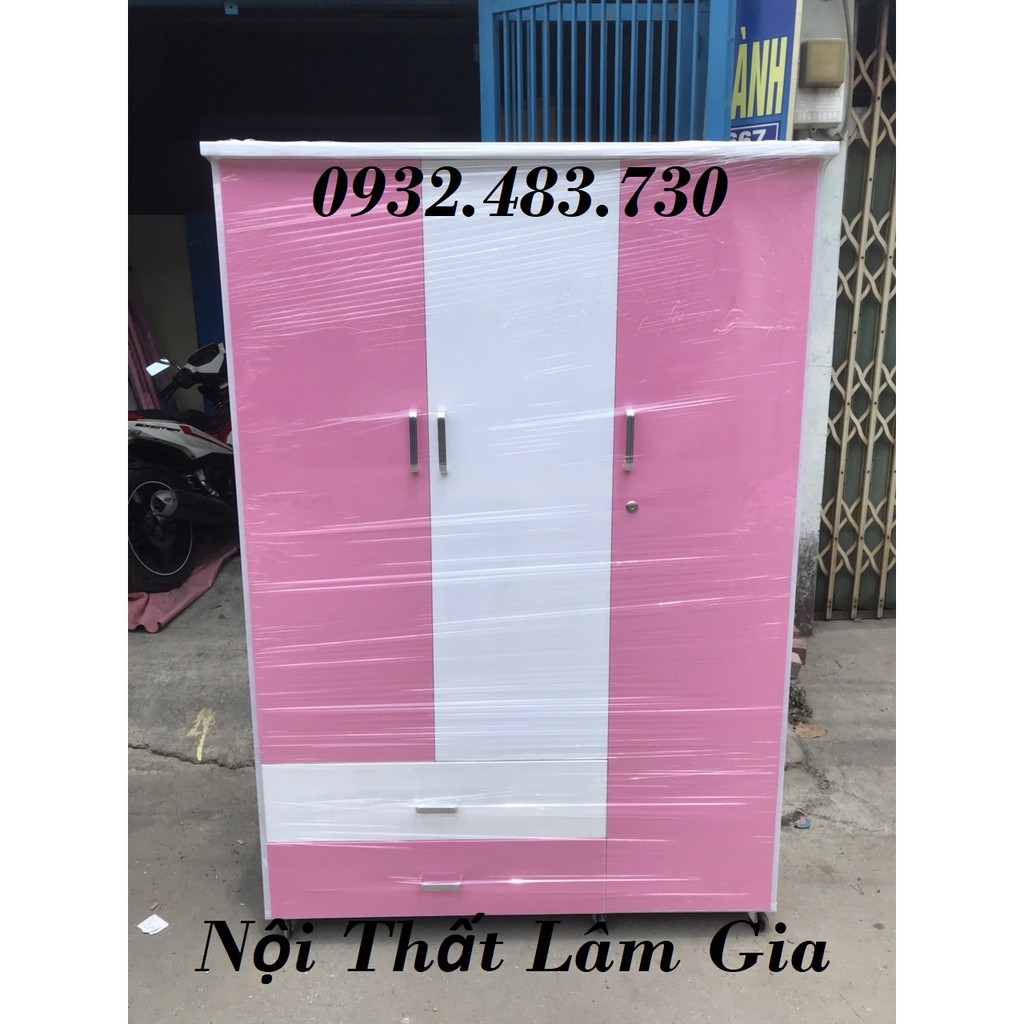 Tủ nhựa đài loan treo xếp quần áo giá rẻ 3 cánh 2 hộc kéo_1m8x1m2