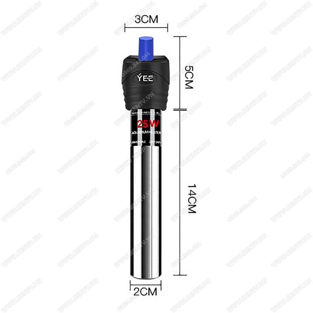 Máy Sưởi Inox Cho Bể Cá YEE 25w (Bể Dưới 25L Nước)