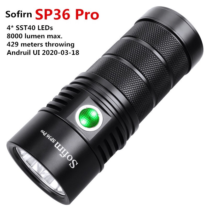 Sofirn SP36 Pro 4 * SST40 8000LM Đèn Pin LED Siêu Sáng Anduril Sạc Thân USB-C Dùng 3 Pin 18650