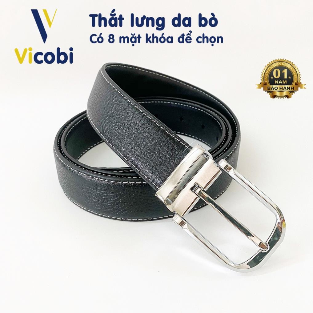 Thắt lưng dây lưng nam Da Bò Vicobi, dây nịt VÂN CHỈ TRẮNG mặc quần vải đi chơi, sự kiện, đi làm sản xuất tại Việt Nam !