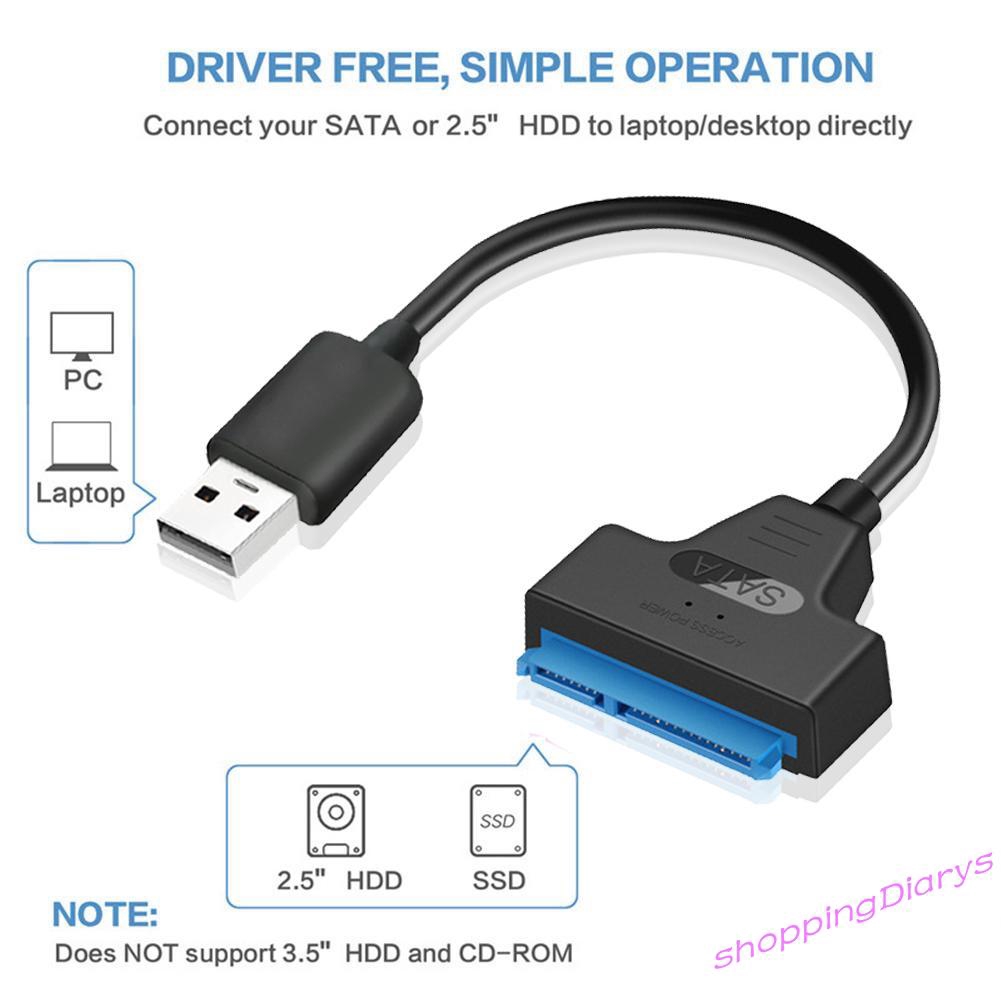 Cáp Chuyển Đổi Usb 2.0 Sang Sata 22pin Cho Ổ Cứng 2.5in Hdd Ssd