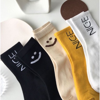 Sét 5 đôi Tất Nữ Cao Cổ Mặt Cười Nicee
