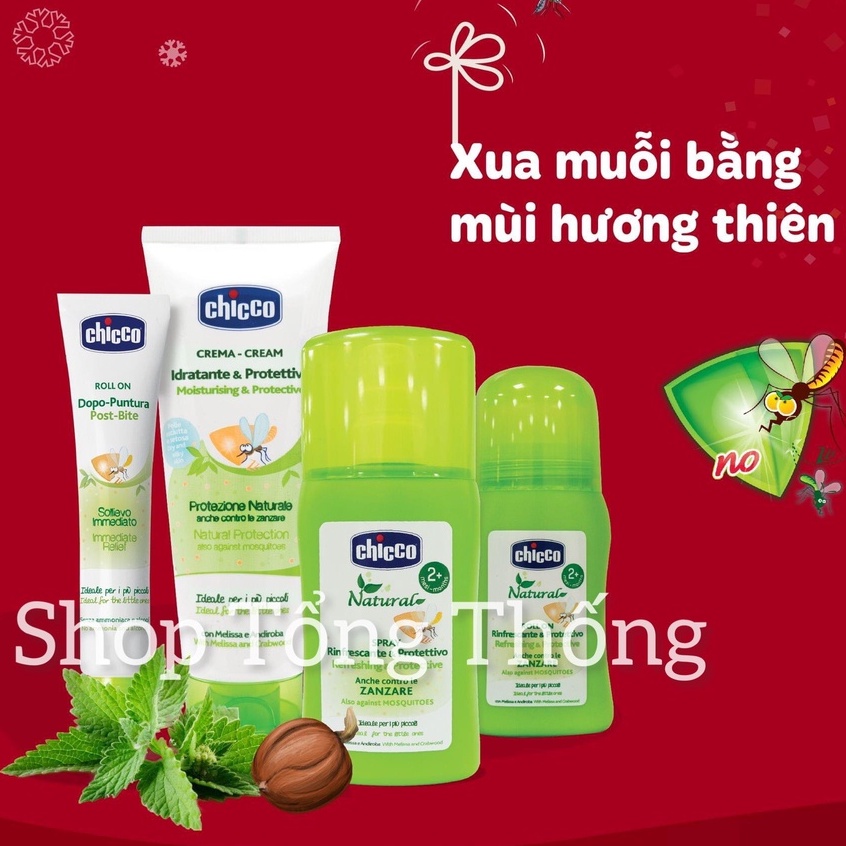 Kem,xịt đa năng lăn bôi xua muỗi Chicco+ nhập khẩu từ Ý 0m đốt côn trùng cắn không gây kích ứng da cho bé và mẹ 60-100ml