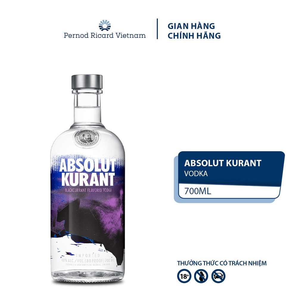 Rượu Absolut Kurant Nồng Độ Alc 40% 700ml [Vodka] Không Kèm Hộp