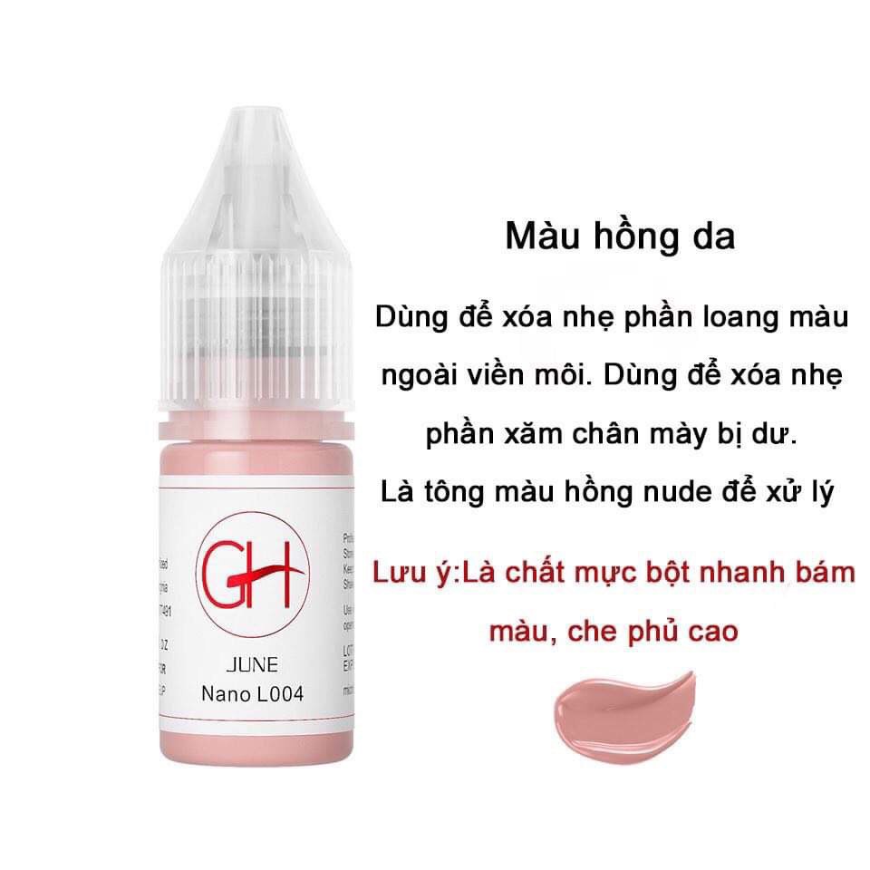 Mực hữu cơ GH phun môi đẹp siêu bám nhanh lên màu chuẩn giá tốt, Mực phun xăm môi Nano gh chính hãng Mỹ 6ml / 12ml
