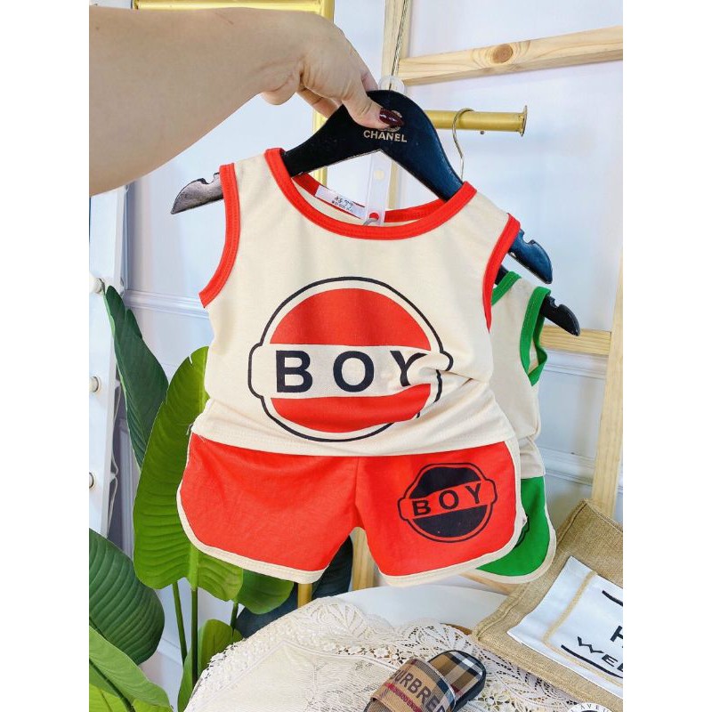 Bộ hè bé trai_ Bộ ba lỗ BOY chất đũi siêu mát mềm mại cho bé 8-20kg