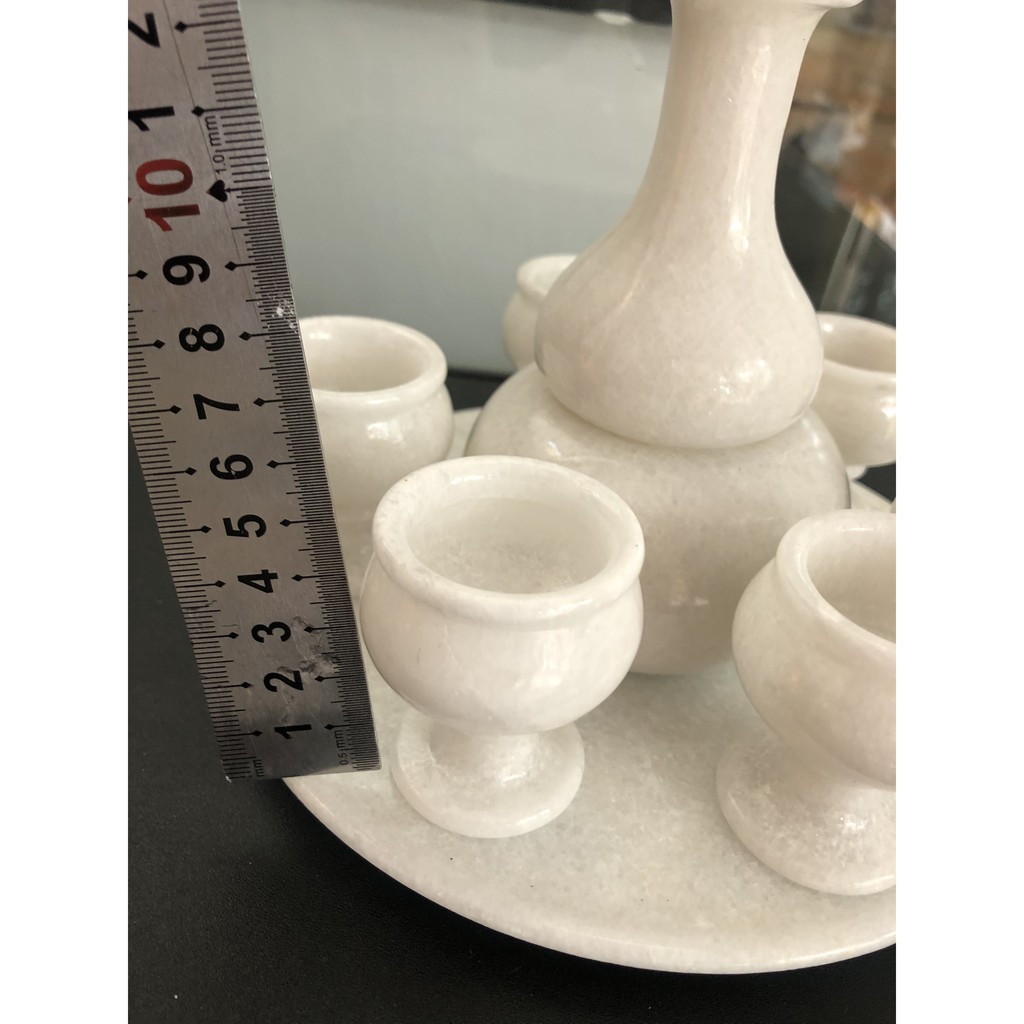 Bộ ấm trà đá non nước màu trắng HANMYNGHE