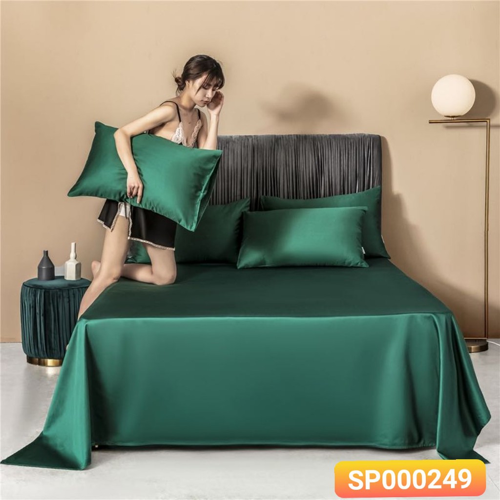 [Free ship-Giá sốc]Bộ ga gối kèm vỏ gối ôm lụa 60s cao cấp,màu L001