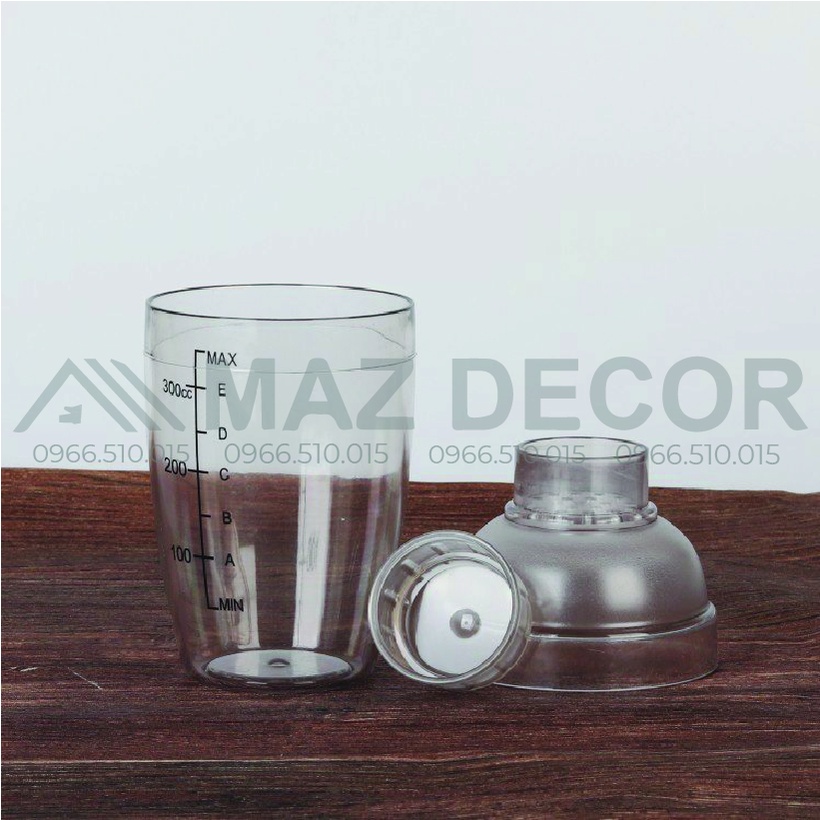 Bình lắc shaker nhựa pha chế cafe cocktail bartender 350ml-500ml-700ml-1lít