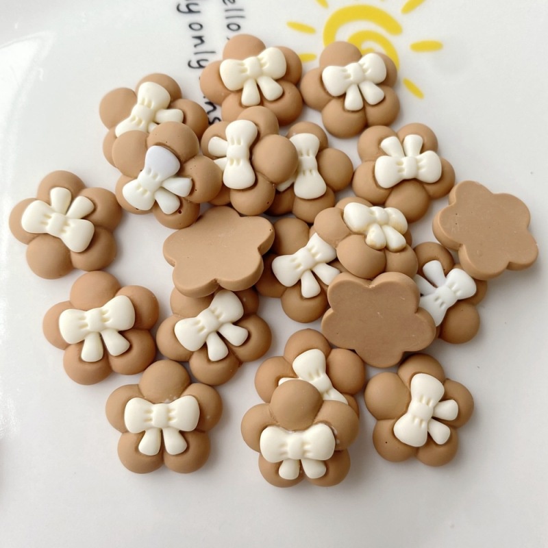 10pcs Phụ Kiện Trang Trí Ốp Điện Thoại Bằng Nhựa Hình Hoa Thắt Nơ Diy