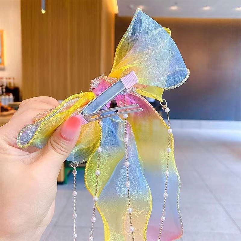 Kẹp Tóc Thắt Nơ Ruy Băng Màu Sắc Xinh Xắn Cho Bé Gái