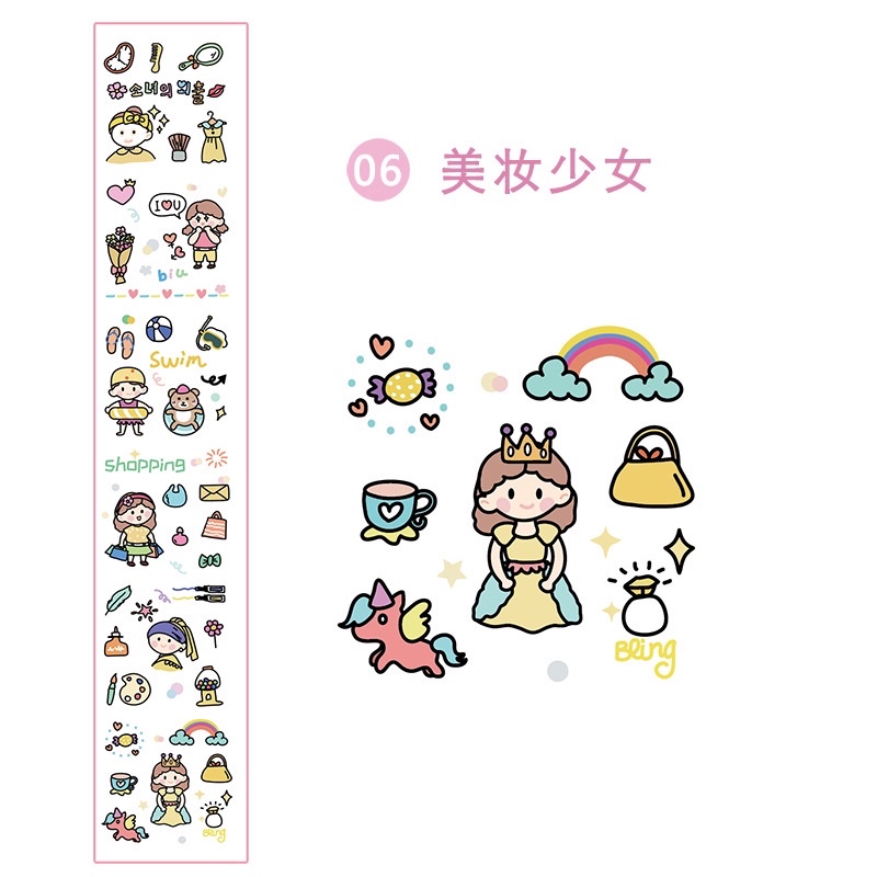 set sticker trang trí Nice time 8 chủ đề size 6 x 35 cm