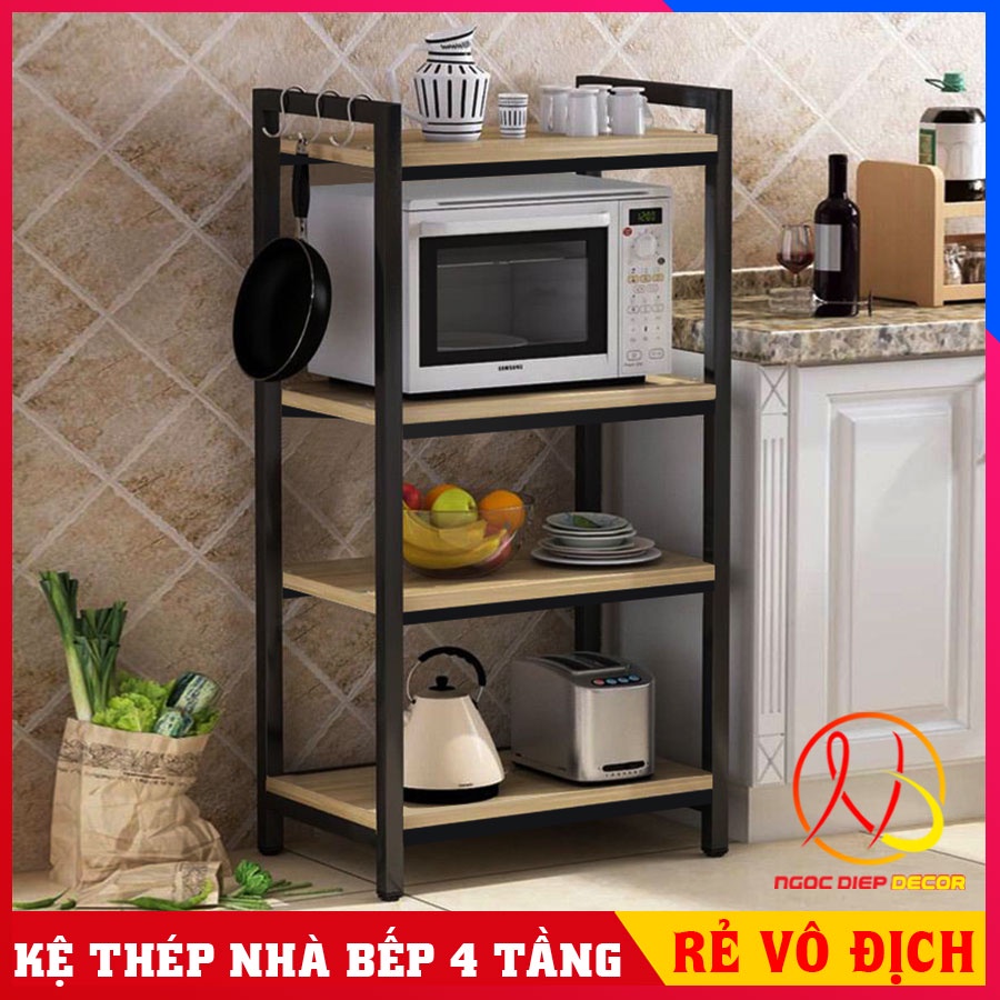Kệ Để Lò Vi Sóng Khung Sắt, Lắp ráp thông minh, thép không gỉ sơn tĩnh điện, kệ lò vi sóng chịu lực tốt, mẫu hiện đại