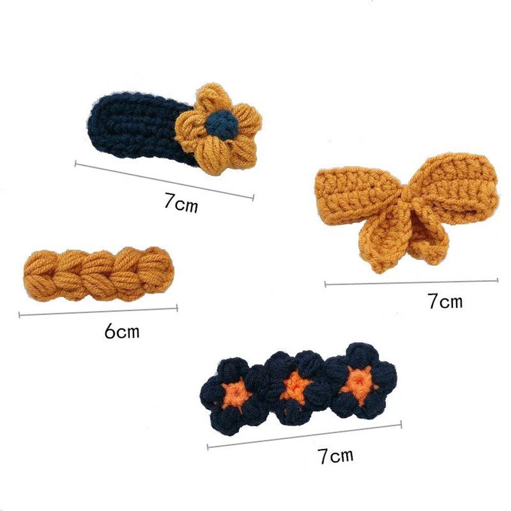 Bộ 4 Kẹp Tóc Vải Dệt Kim Đính Nơ Hoa Màu Kẹo Ngọt Phong Cách Hàn Quốc Dễ Thương