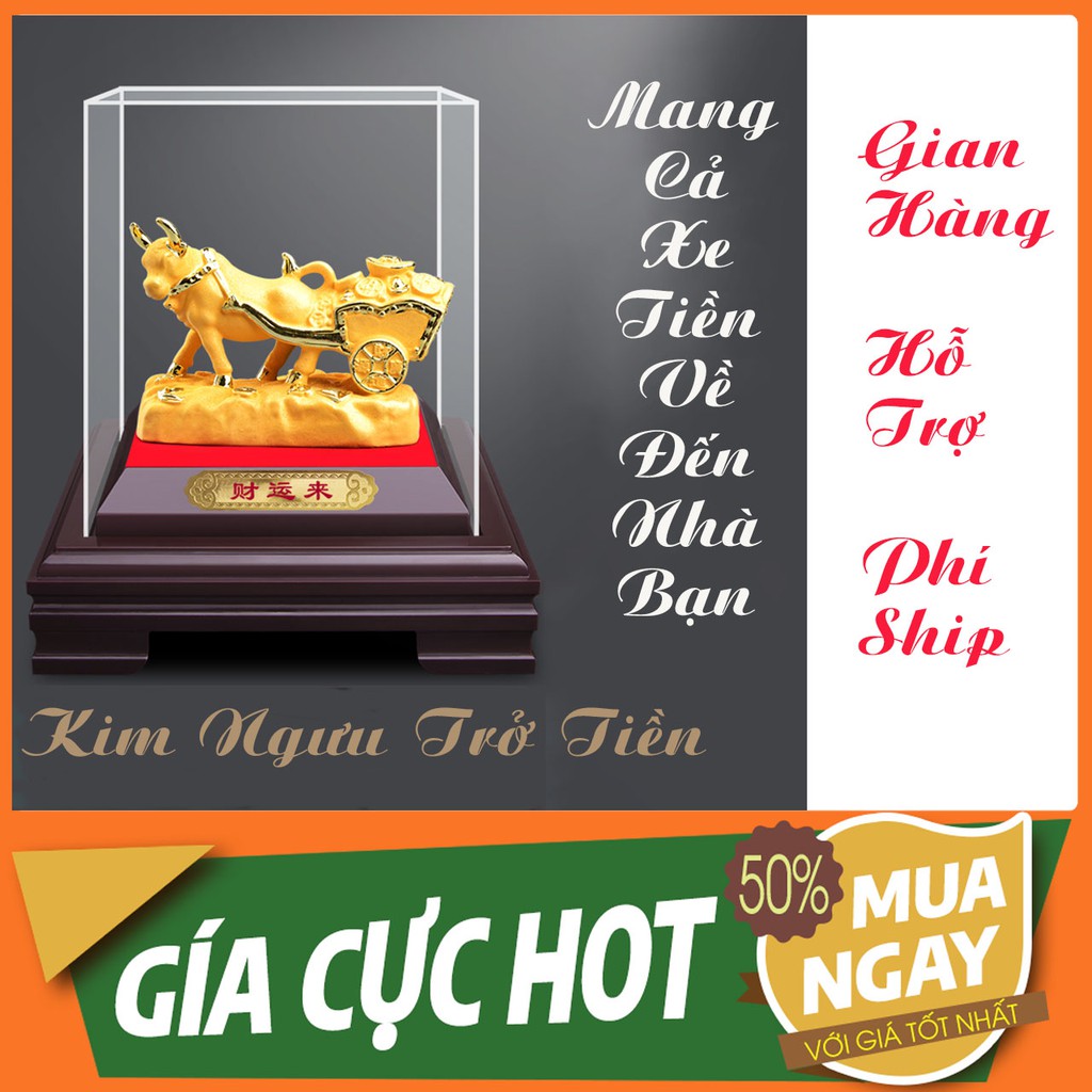 [Tặng Ngũ Lộ Thần Tài Phù]- Tượng Trâu Vàng - Kim Ngưu Tài Lộc - Vật Phẩm Phong Thủy Hút Tiền Bạc Năm Tân Sửu 2021