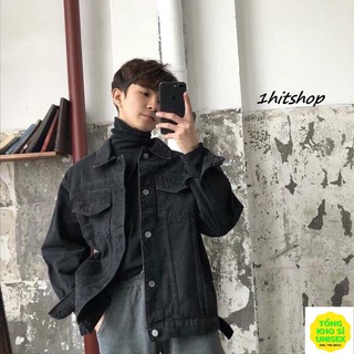 [ HOT] Áo Khoác JEAN ĐEN B1 Nam Nữ Unisex AK jean trơn