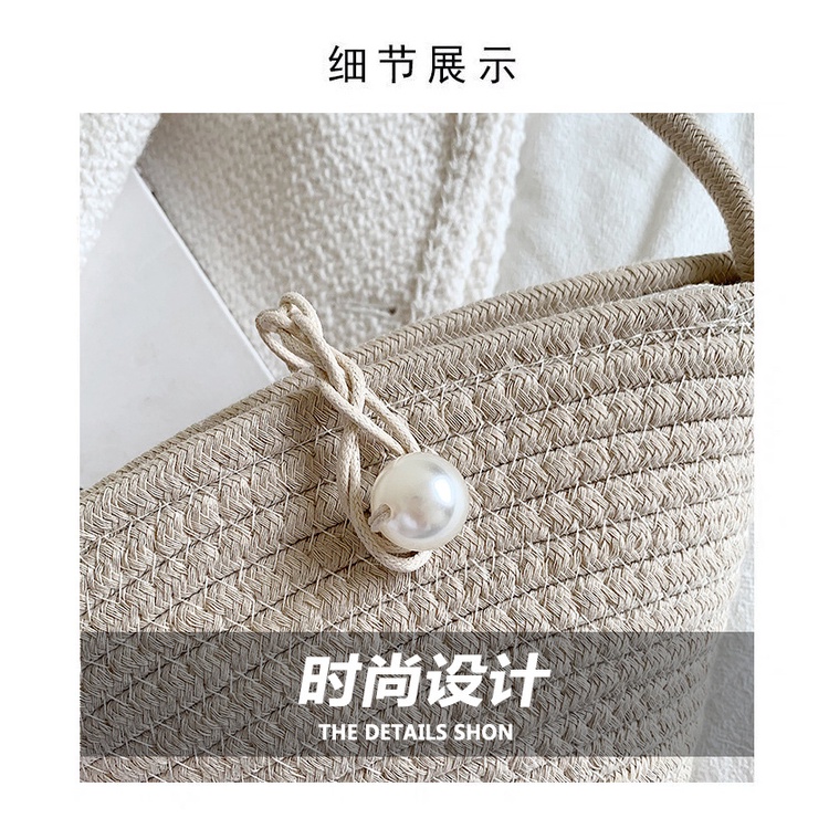 Túi Cói JASMIN NOIR Đeo Chéo Đính Ngọc Trai Giả Thiết Kế Đơn Giản Thời Trang Cho Nữ