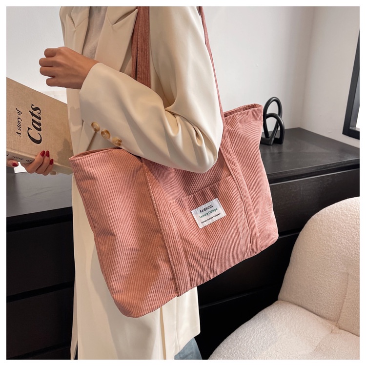 Túi tote vải Nhung tăm đeo chéo đeo vai đựng đồ cỡ lớn đi học đi chơi phong cách Hàn Quốc