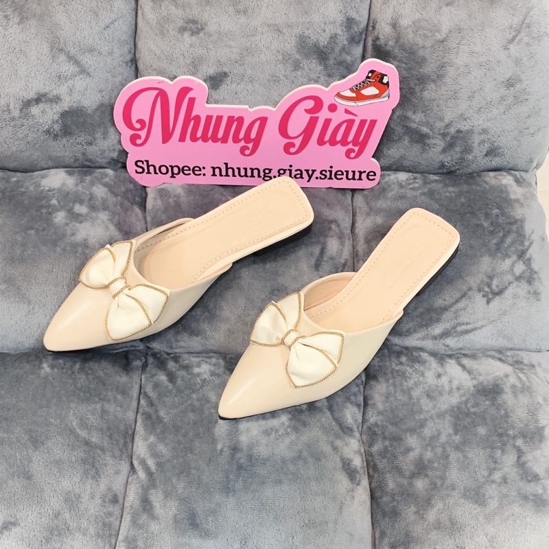 Sục nữ chất da siêu mềm mõm nhọn đế bệt giá rẻ,giày sục tiểu thư sang chảnh mã 666