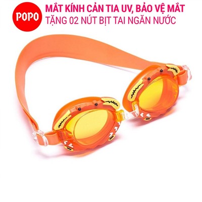 Kính bơi trẻ em với hình cua POPO ngộ nghĩnh, ngăn nước, hạn chế sương mờ