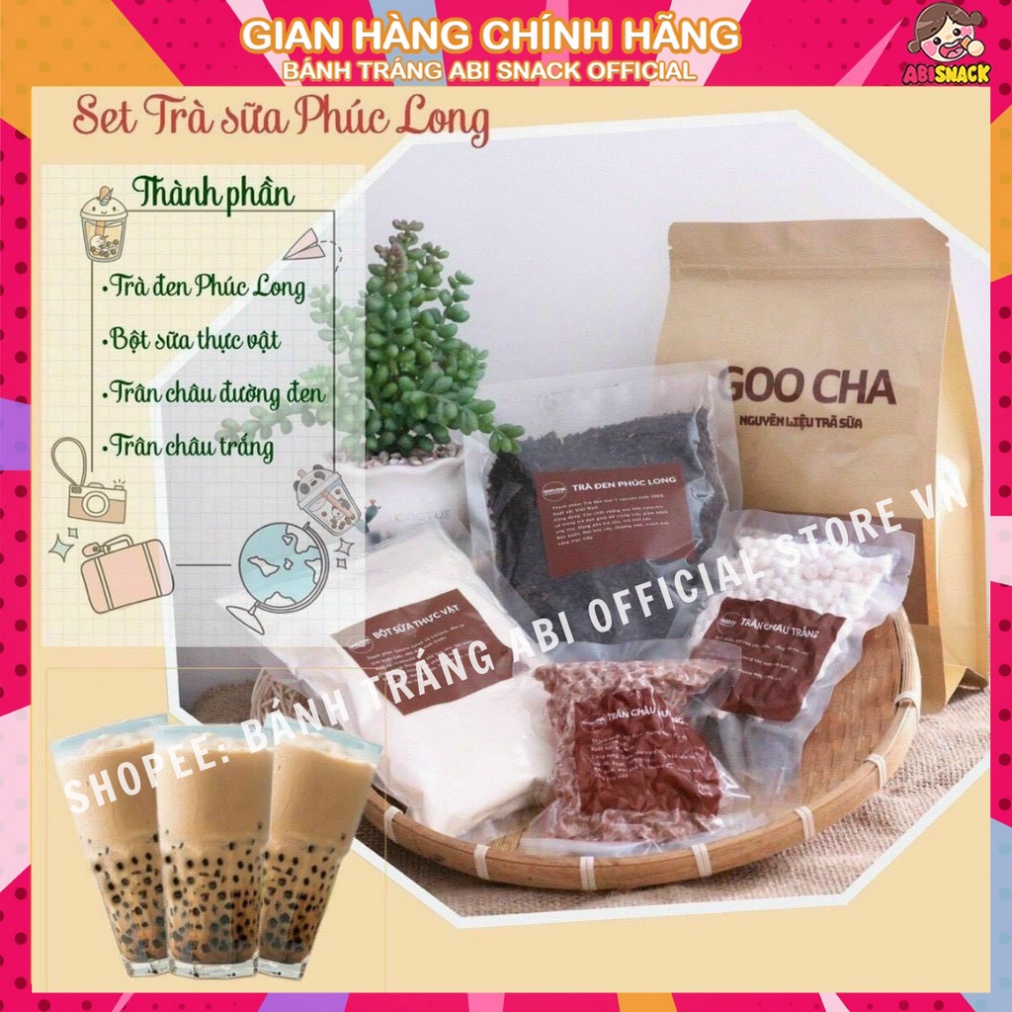 SET COMBO NGUYÊN LIỆU TRÀ SỮA PHÚC LONG-THÁI ĐỎ-THÁI XANH GOO CHA GỒM 4 MÓN TÚI LỚN 700G