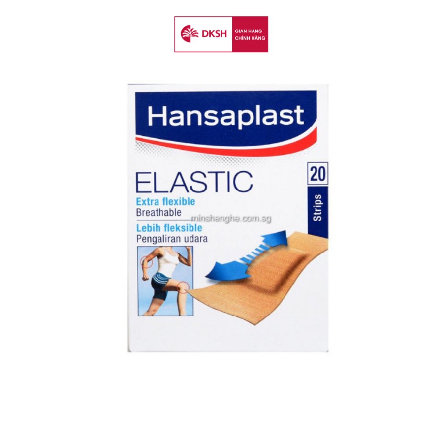 Băng cá nhân Hansaplast Elastic (hộp 20 miếng) - Bằng vải co giãn và cực kỳ thoáng khí - Thương hiệu số 1 của Đức