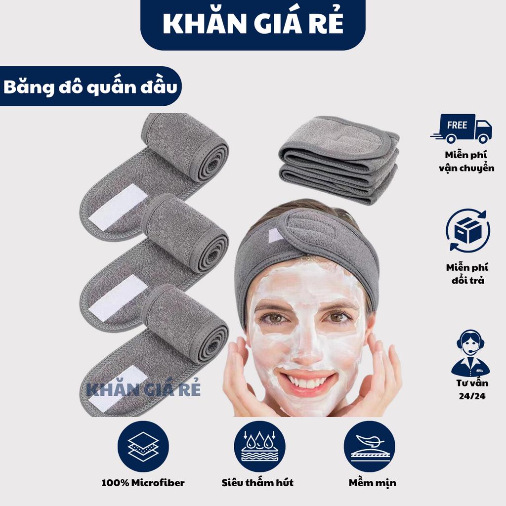 Băng Đô Dán Rửa Mặt Spa Chất Microfiber Không Xù Lông Mềm Mịn Thấm Hút Nước Tốt